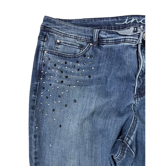 24W INC International Concepts Women's Embellished Jeans Skinny Leg Slim Tech Fi - Picture 5 of 10